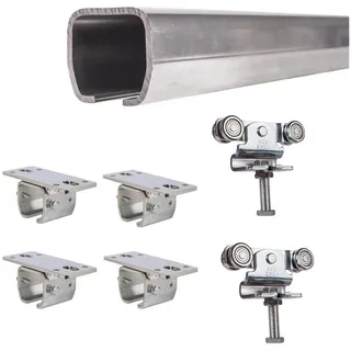 Attas MEA Schiebetürbeschlag Komplettset Schiebetore & Scheunentore Typ 1 bis 200 kg | 2-4-6 m |Schiebetorbeschlag | Laufschiene & Laufkatze | C Schiene für Außenbereich | Deckenmontage