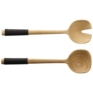 Asa Selection ASA Salatbesteck mit schwarzem Nylongriff wood