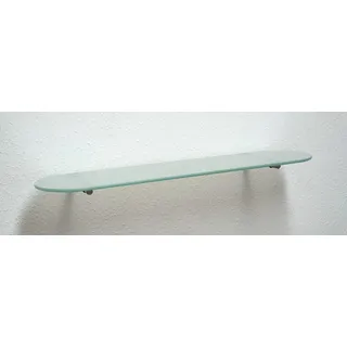 Dekoleidenschaft Wandregal aus 6mm Glas, satiniert, Verschiedene Formen und Größen, Glasregal, Glasboden, Glasablage, Badregal, Eckregal Bad Ablage Regal (Tablarträger Stick 130, 60x15 cm oval)