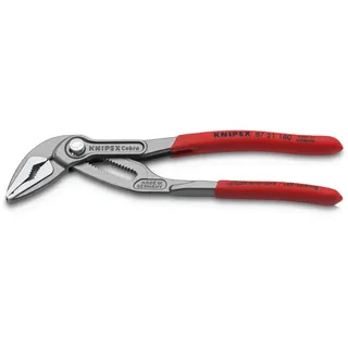 Knipex Cobra ES Wasserpumpenzange extra-schlank mit rutschhemmendem Kunststoff überzogen Grau Atramentiert 180 Sb