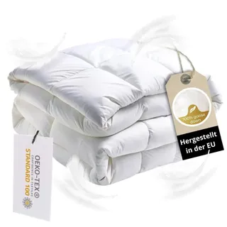 maxiga Sommer Daunendecke 155x220cm Premium 80% Gänsedaune Füllgewicht: 1200 Gramm, Sommerdecke Federbett 100% Baumwolle & Nature Hypoallergen - Weiß