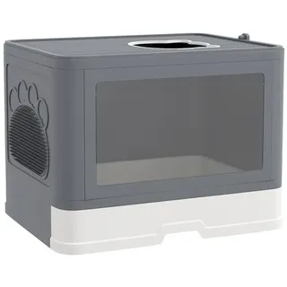 PawHut Katzentoilette 48,5 x 38 x 36,5 cm Grau/Weiß