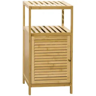 kleankin Badezimmerschrank Badschrank mit offenem Fach, Kippschutz, Bambus,