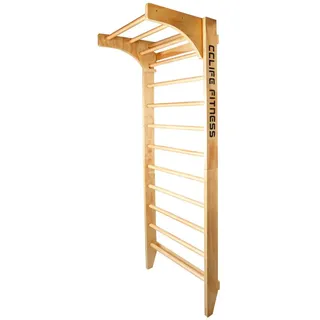 CCLIFE Sprossenwand Kletterwand Turnwand Klimmzugstange Klettergerüst Holz Kinder indoor Erwachsener - Braun