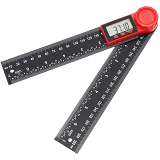TOPWAY Digitaler Winkelsucher 8" 200mm, Kohlenstoff-Faser 0-360° Elektronischer Neigungsmesser Goniometer Winkelmesser Winkellineal Messwerkzeug mit LCD Display für Holzbearbeitung Maschinenbau