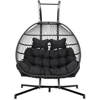 Home Deluxe Hängesessel Loma 2-Sitzer Schwarz