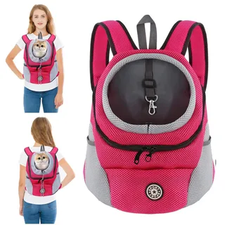 PETCUTE Hundetragerucksack,Verstellbarer Haustier Rucksack für Kleine Hunde und Katzen,Gepolsterter Schultergurt,Wasserdichter Boden,Atmungsaktiv,Haustier-Fronttasche mit Sicherheitshaken,zum Wandern