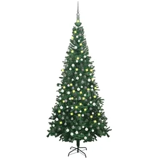 vidaXL Künstlicher Weihnachtsbaum mit Beleuchtung Kugeln Grün 240 cm