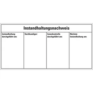 König Werbeanlagen Instandhaltungsnachweis Feuerlöscher, DIN 14406-4, Folie, ablösbar, 120x60mm, 4/Bogen
