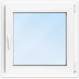 FENSTERVERSAND - Kunststofffenster Weiß - zu öffnendes Fenster 80x80 Kunststoff mit Griff, Dreh- & Kippfenster, 2-fach Verglasung, Klarglas - DIN rechts - BxH: 800x800 mm, 70 mm Profil