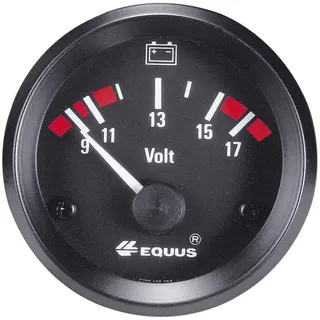 EQUUS 842060 Kfz Einbauinstrument Voltmeter Messbereich 9 - 17 V Standart Gelb, Rot, Grün 52 mm