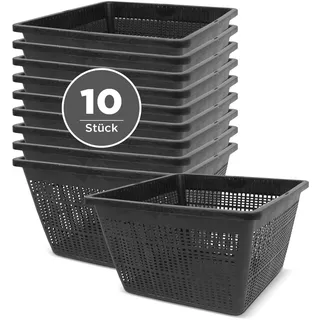 blizz-z Pflanzkorb eckig 23 x 23 cm 13 cm (10 Stück) | Teichkorb, Wasserpflanzkorb, Teichbepflanzung, Gewächshaus, wetterfester Kunststoff Lange Lebensdauer