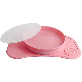 Twistshake Click-Mat Mini + Platte | Anti-Rutsch-Geschirrset für Babys | Babyteller + Baby-Tischset (31x17) | BPA-freier Baby-Entwöhnungsteller | Essenstrainingsplatte für Kinder ab 6m+ | Rosa