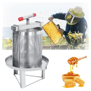 Honigpresse, Edelstahl Honigpresser, Manuelle Honigschleuder mit Honigfiltern, Bienenwachs-Extraktor, Haushaltshandbuch Honigpresse Wachspresse Bienenzucht Werkzeug for Honig, Obst, Öldruckentwä