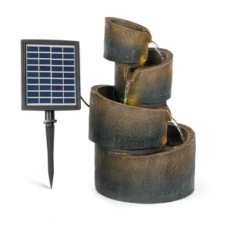 Blumfeldt Mantua Kaskadenbrunnen Gartenbrunnen 4 Stufen Akku 2,8W Solar LED Grau