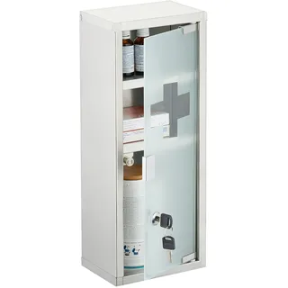 Relaxdays Medizinschrank Edelstahl Silber,Transparent