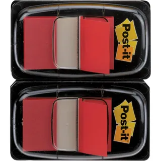 Post-it Index Haftstreifen Standard, rot 2 Spender, 25,4 mm x 43,2 mm, 50 Haftstreifen/Spender - Extrastarke Haftstreifen für Dokumente und Informationen