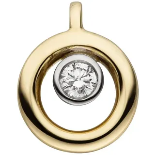 Schmuck Krone Kettenanhänger Anhänger, 585 Gelbgold, Brillant 0,06 Ct., Gold 585 goldfarben