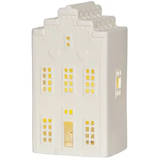 Star Trading Vinter Lichthaus 8,5 x 16 cm weiß mit Zeitschaltuhr und Beleuchtung