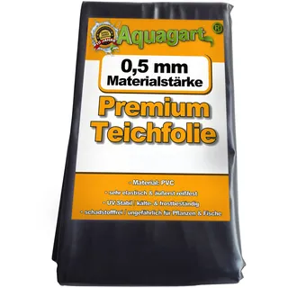 Aquagart Teichfolie PVC 14m x 2m 0,5mm Schwarz Folie für den Gartenteich