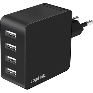 Logilink PA0336 - USB-Ladegerät, 24 W, 4x USB-A, Schwarz