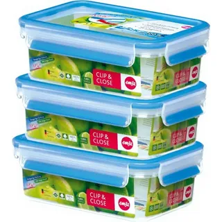 Emsa Frischhaltedose rechteckig blau 19,7 x 13,6 x 20,1 cm 1 l 3-teiliges Set