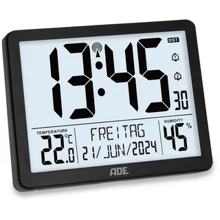 ADE Digitale XL-Funkuhr schwarz