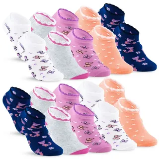 sockenkauf24 Sneakersocken 10 Paar Kinder Sneaker Socken Jungen & Mädchen Baumwolle Kindersocken (56269, 35-38) WP rosa 35-38