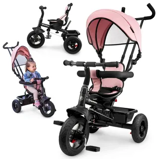 HyperMotion 3-in-1 Dreirad mit Schiebestange und Vollgummirädern für Kinder 1-4 Jahre, - Rosa
