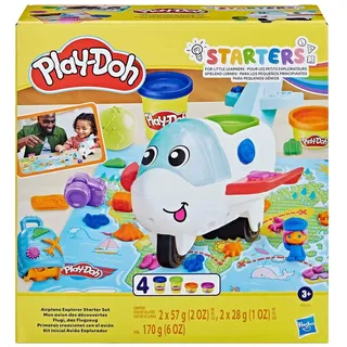 PLAY-DOH Flugi das Flugzeug Knetspielzeug Starter-Set mit 2 x 57g Dosen und 2 x 28 g Dosen