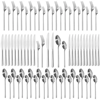 Deleca Besteckset Amor für 12 Personen - Edelstahl 18/10 - Besteck Set mit Messer Gabel Löffel, Steakmesser, Essbesteck - Spülmaschinenfest - Si...