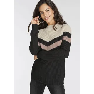 LAURA SCOTT Strickpullover mit mehrfarbigen Streifendesign Rosa/Schwarz 42