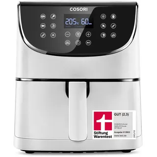 COSORI Heißluftfritteuse CP158-AF, Testsieger 2024 Stiftung Warentest, 11-in-1 Airfryer mit Shake-Reminder, Online-Rezepte, 97,3 Prozent ölsparend, spülmaschinenfeste Körbe, Weiß