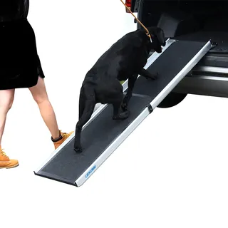 LIEKUMM Hunderampe 90 kg Tragkraft, 99-182 cm Teleskop Alu Rampe für Hund, Hundetreppe für Kleine Hunde, Hundetreppe Auto für LKWs, SUVs, Stufen und Türschwellen