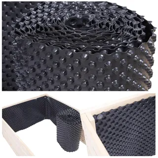 Noppenfolie für Hochbeete, Noppenbahn, Hochbeetfolie, Schutzfolie, Drainagefolie, Noppenmembran, Dichtungsbahn, Isolierfolie, Abdichtung, Schutz für Holzkonstruktionen, Abmessungen 19x270 cm