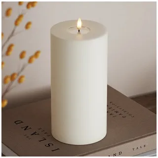 Deluxe Homeart LED Stumpenkerze 20 cm Ø 10 cm weiß