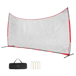 Vevor Backstop-Netz, 620 x 140 cm Ballsport-Absperrnetz, Übungsausrüstung mit Tragetasche, Schutzschirm für Baseball, Softball, Lacrosse, Fußball - Rot