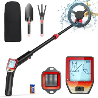 Metalldetektor für Kinder, Metalldetektor mit wasserdichter Spule, 18 cm, mit LCD-Display, Metalldetektor, sehr empfindlich, mit Suchspule, wasserdicht, für Kinder oder Anfänger
