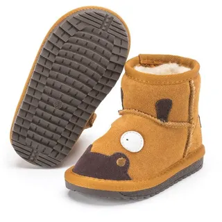 Snugs Boots Kinderstiefel aus Lammfell und Wild-Leder Stiefel für Kinder Jungen und Mädchen Lammfellschuhe, Hellbraun, 31