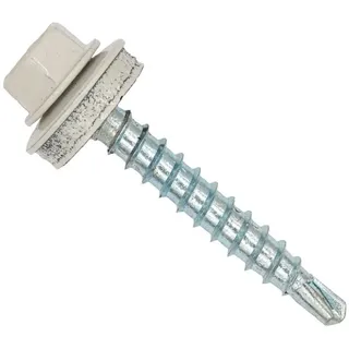 Twistec Color-Head Trapezblechschrauben 100 Stück, Farbe Grauweiß RAL9002, 4,8x20mm, Bohrschrauben, Blechschrauben mit EPDM-Unterlegscheibe, Dachschrauben verzinkt für Trapezblech & Blechdach