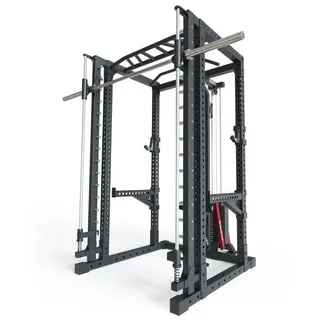 ATLETICA Power Rack R7-Daemon mit Steckgewichten und Smith Machine schwarz 122 cm x 191 cm x 224 cm