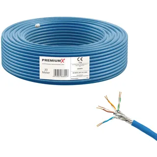 PremiumX 20m CAT 8 Verlegekabel | 40Gbit 2000MHz | S/FTP PIMF AWG22 Reinkupfer | Eca LSZH FRNC Halogenfrei | Profi LAN Netzwerk Datenkabel Simplex
