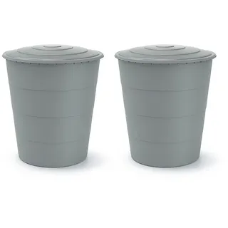 Kreher Regentonne 'Smooth' 510 Liter mit Deckel in Anthrazit oder Grau, 2 Stück, 510 l, (2-tlg) grau