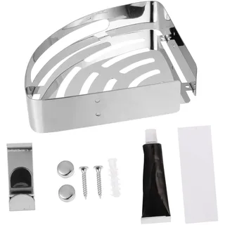 BESTYASH Edelstahl Eckregal Badezimmerregal mit Haken Multifunktional Platzsparend für Bad Küche