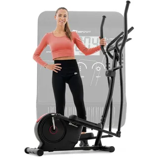 HOP Sport® Crosstrainer für Zuhause, Ultraleiser Crosstrainer mit 8-stufiger Widerstand, 9 KG Schwungrad, Magnetisch Ellipsentrainer mit LCD Trainingscomputer, Transporträder und Pulsmessung
