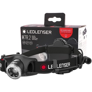 Ledlenser H7R.2 Stirnlampe LED, aufladbar mit Lithium Akku, auch mit 4xAAA Batterien nutzbar, fokussierbar, 300 Lumen, stufenlos dimmbar, Leuchtweite 160m, rotes Rücklicht, USB Ladekabel, schwenkbar