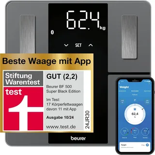 Beurer BF 500 Personenwaage Mit Bluetooth Und App, Digitale Körperfettwaage Mit