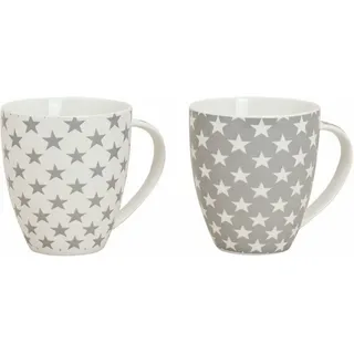2x XXL Kaffeetasse groß 650ml - Jumbo Tasse Porzellan Kaffee Becher Stern Design