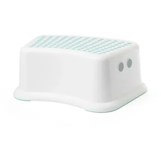 IKEA Kinderhocker FÖRSIKTIG Tritthocker Schemel - 13 cm hoch - weiß/türkis