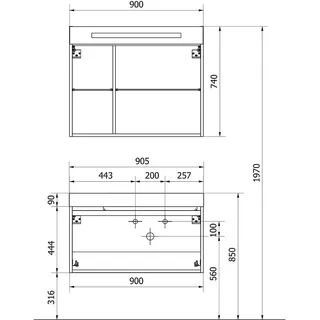 Badmöbel-Set ELISA Serie MAA weiß Hochglanz m.Spiegelschrank